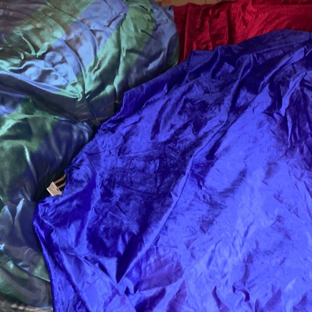 3 large Pieces of Fabric, two stretch velvet, one satin